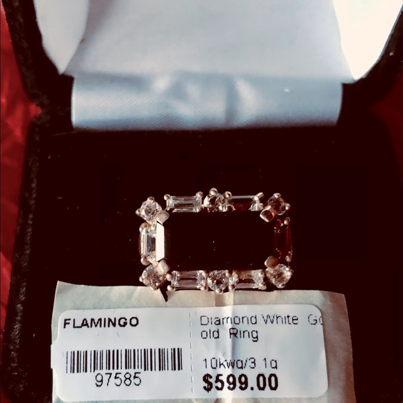 Genuine Diamond Accent Ring with Black center emerald cut stone. - Picture 8 of 9